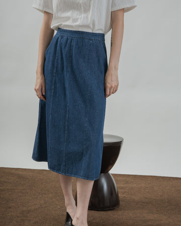 High Waist Denim Flare Skirt (Denim)