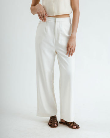 Tara High Waist Trousers (White)