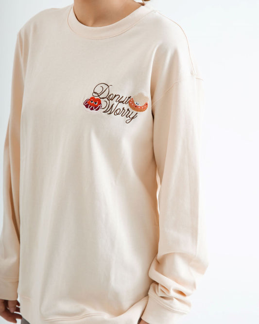 LULU Donut Worry Oversize Sweater (Cream)