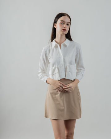 Detachable Pocket Collared Shirt (White)