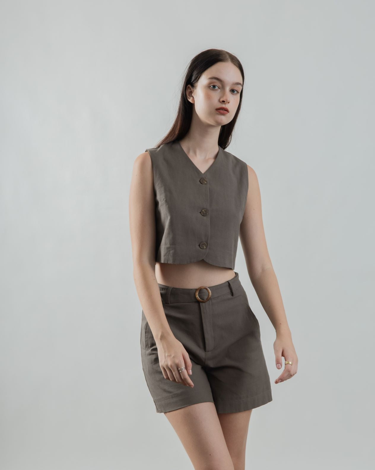 V-Neck Cotton Vest (Grey)