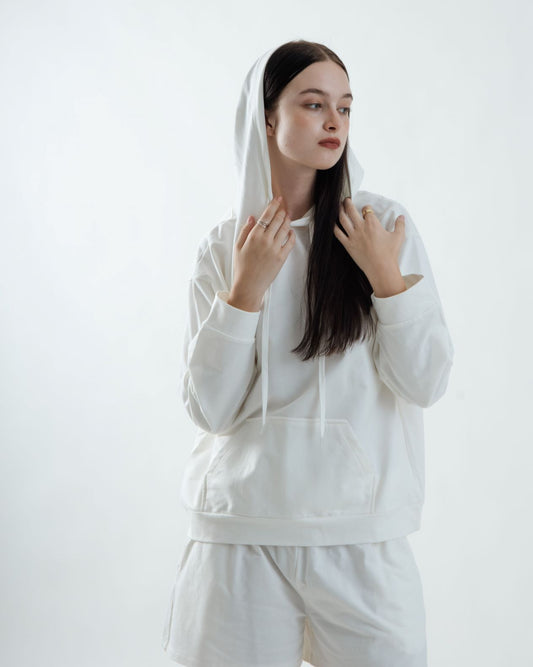 Oversized Cotton Hoodie (White)