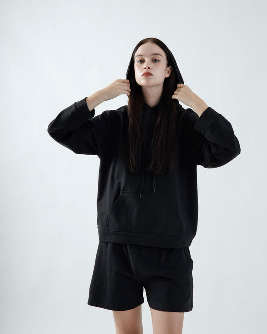 Oversized Cotton Hoodie (Black)