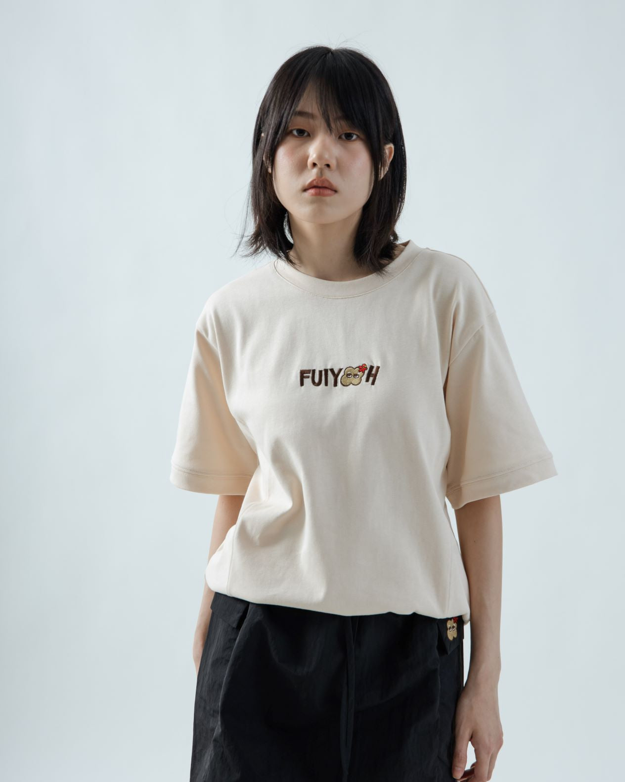 LULU Fuiy'U'h Embroidery Oversize Tee (Beige)