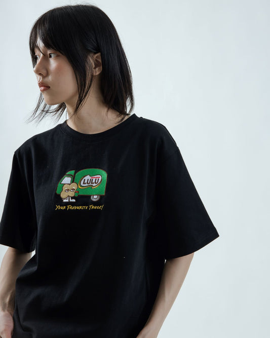 Your Favourite Truck LULU Embroidery Oversize Tee (Black)