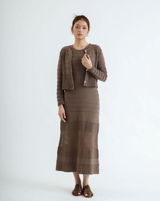 Eco Sleeveless Knitted Dress (Brown)