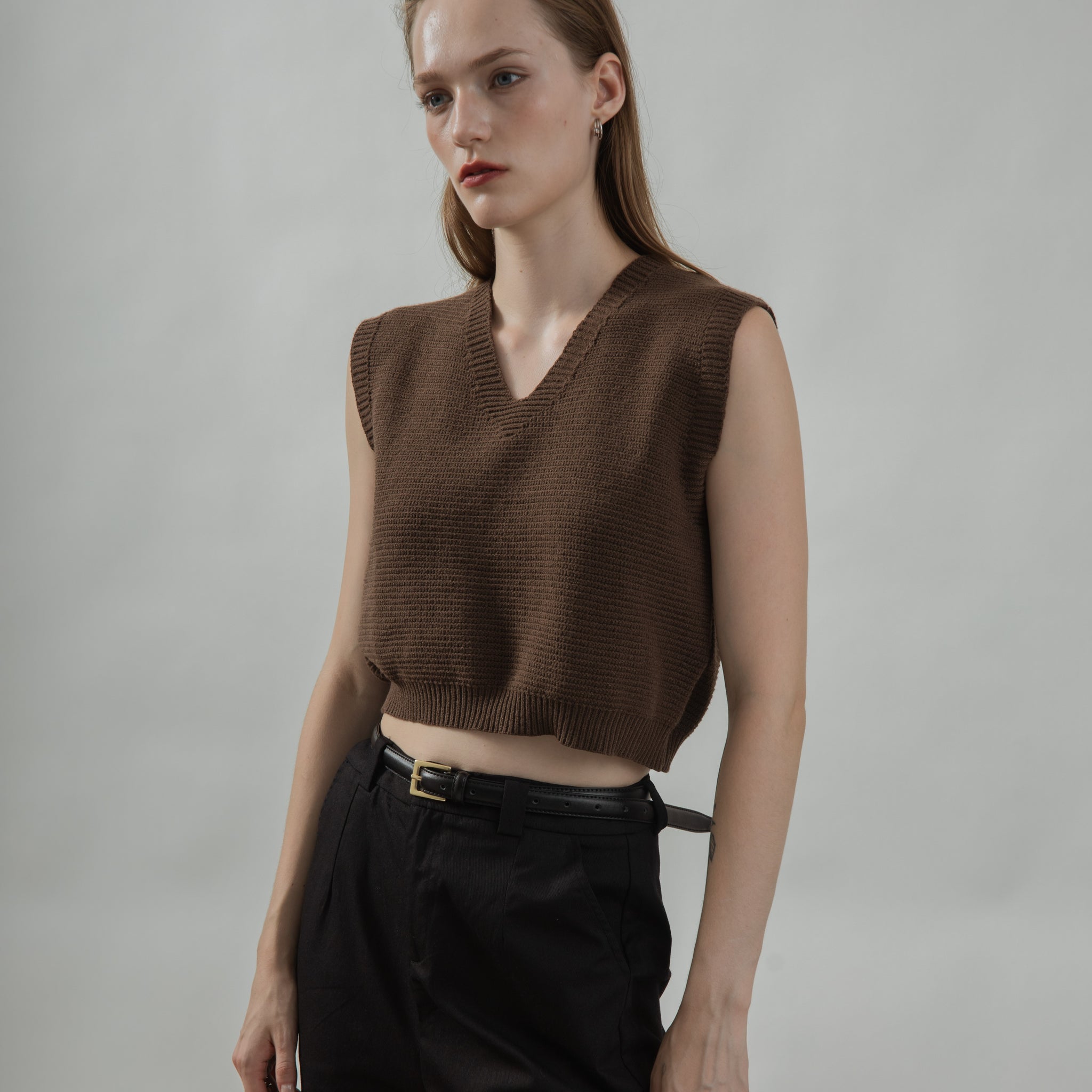 Jolene Eco Sleeveless Knit Top (Coffee)