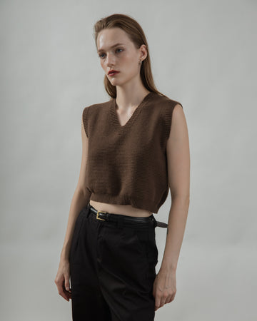 Jolene Eco Sleeveless Knit Top (Coffee)