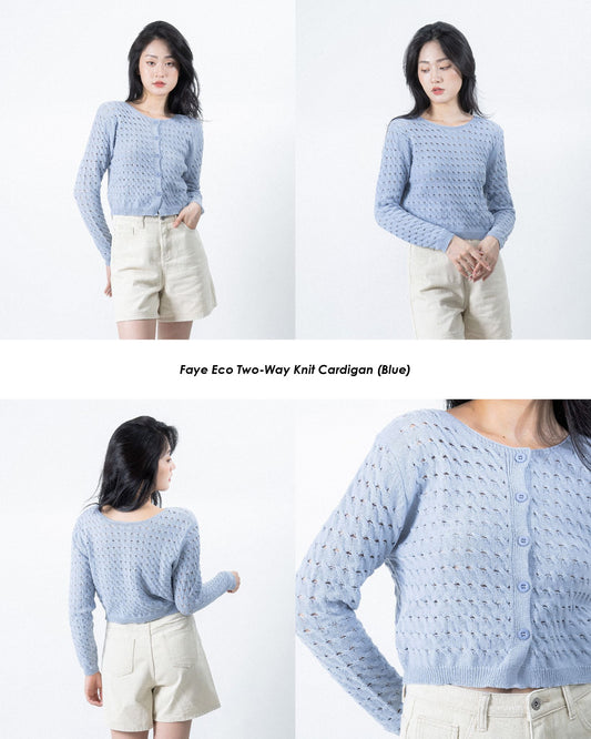 Faye Eco Two-Way Knit Cardigan (Blue)