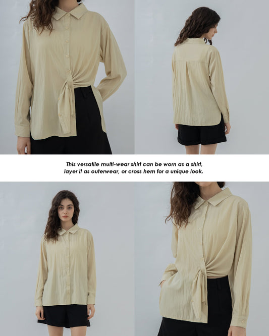 Oversized Boyfriend Shirt (Beige)