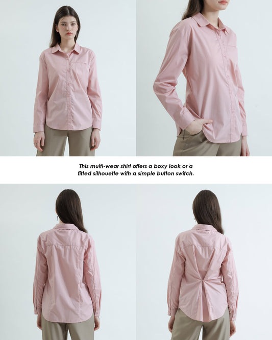 Hidden Pocket Boyfriend Shirt (Pink)