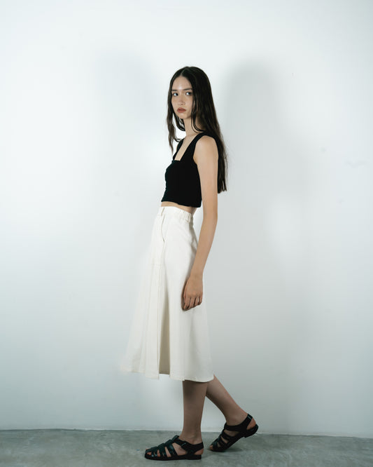 Gionna Mid-Length Flared Skirt (White)