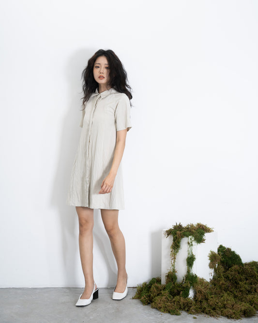 Cutline Shirt Dress (Bone)