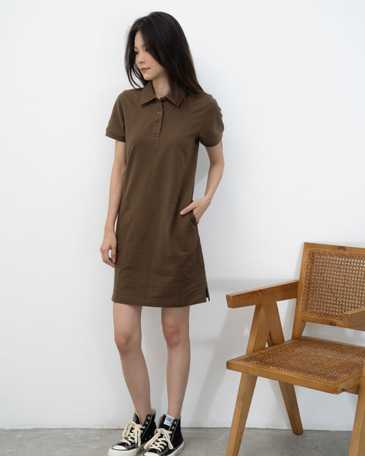 Polo A-line Dress (Dark Brown)