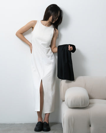 Padded Front Slit Sleeveless Dress