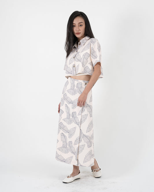 Printed Floral Button Maxi Skirt (Printed)