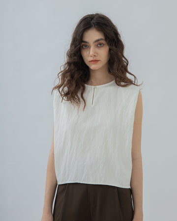 Two Way Sleeveless Shirt (White)