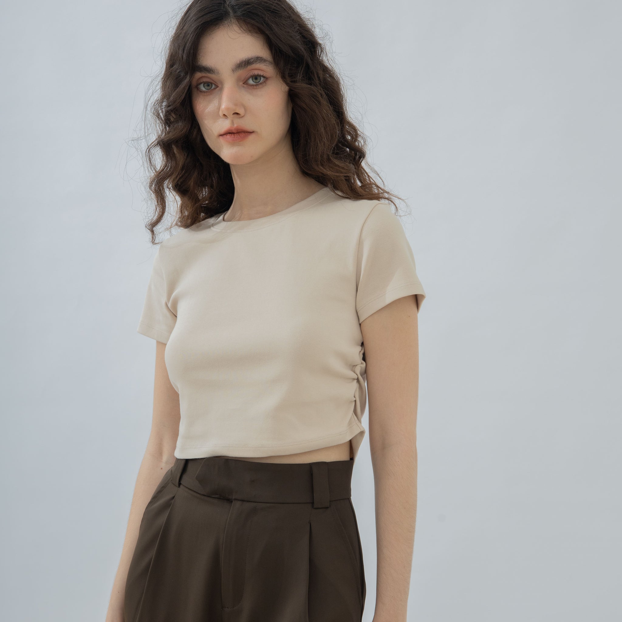 Short Sleeve Gathered Waist Tee