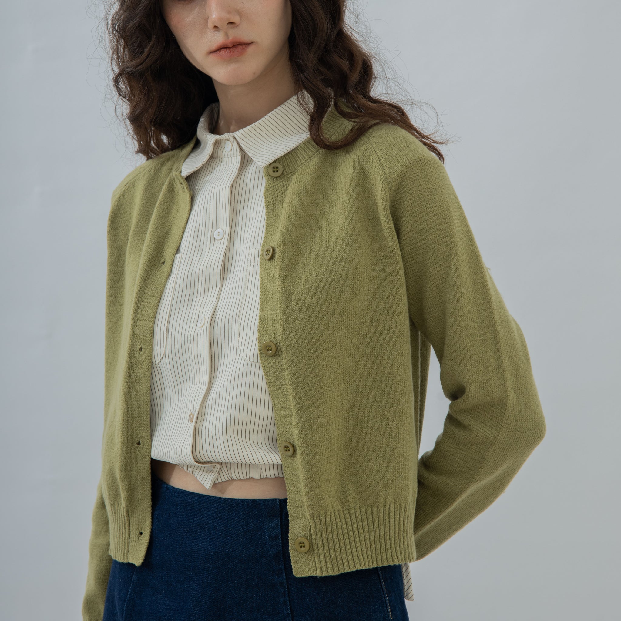 Relaxed Knit Cardigan (Green)