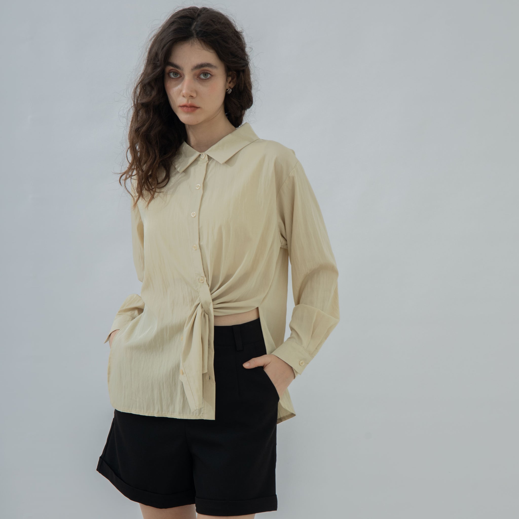 Oversized Boyfriend Shirt (Beige)