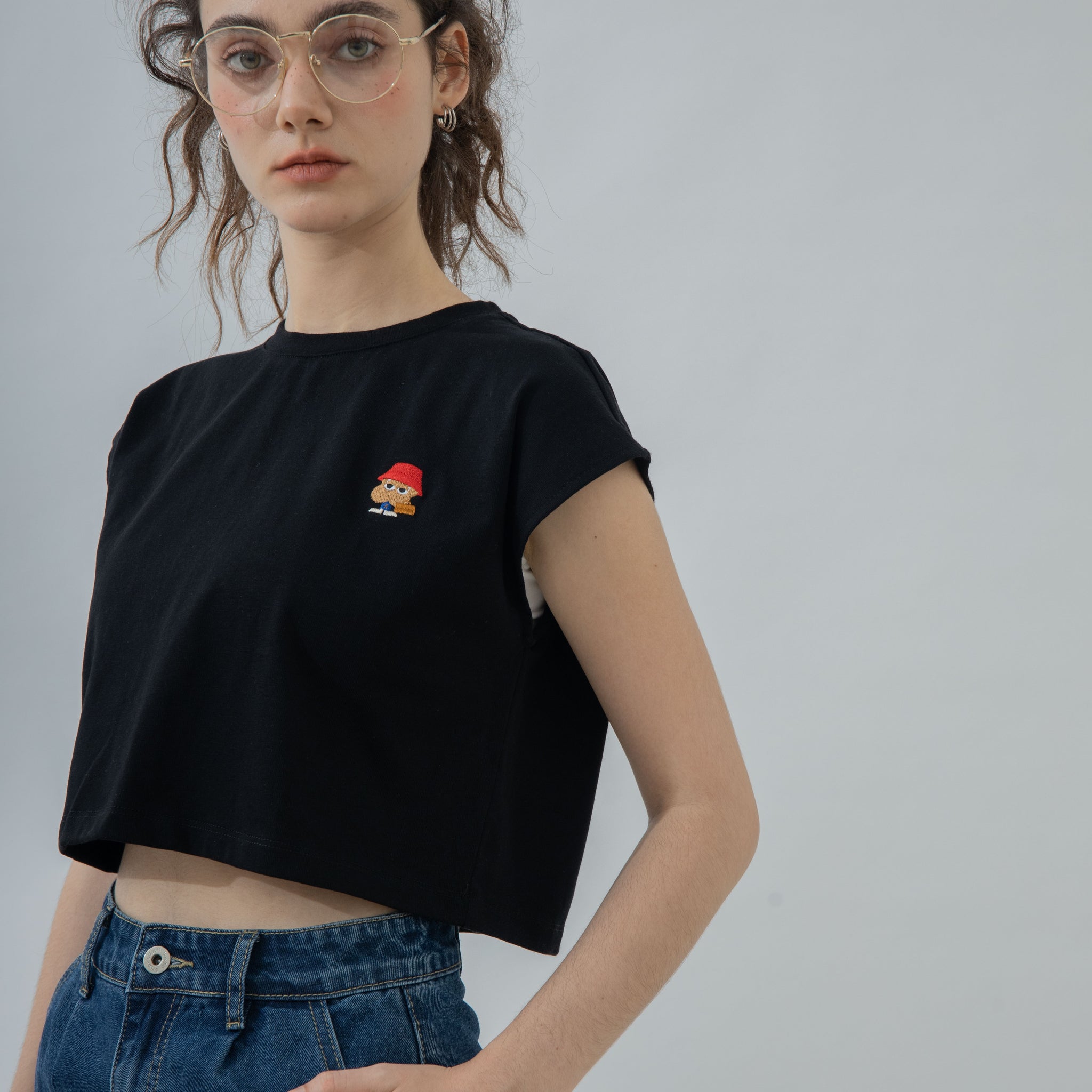 Paddington LULU And Friends Embroidery Crop Tee (Black)