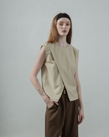 Two Way Overlap Tailored Top (Beige)