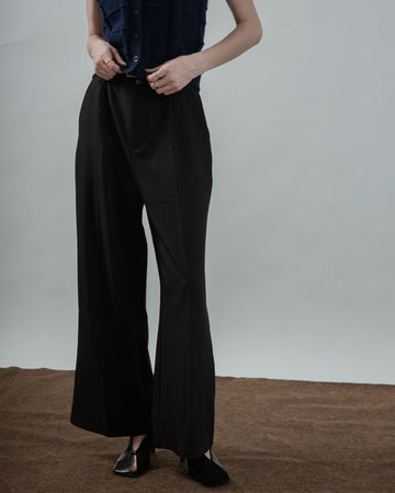 Classic High Waist Straight Cut Trousers (Black)