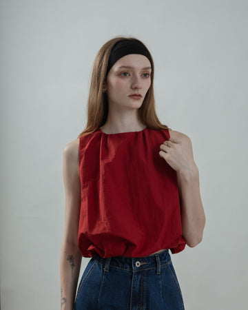 Kate Two Way Puffy Sleeveless Top (Red)