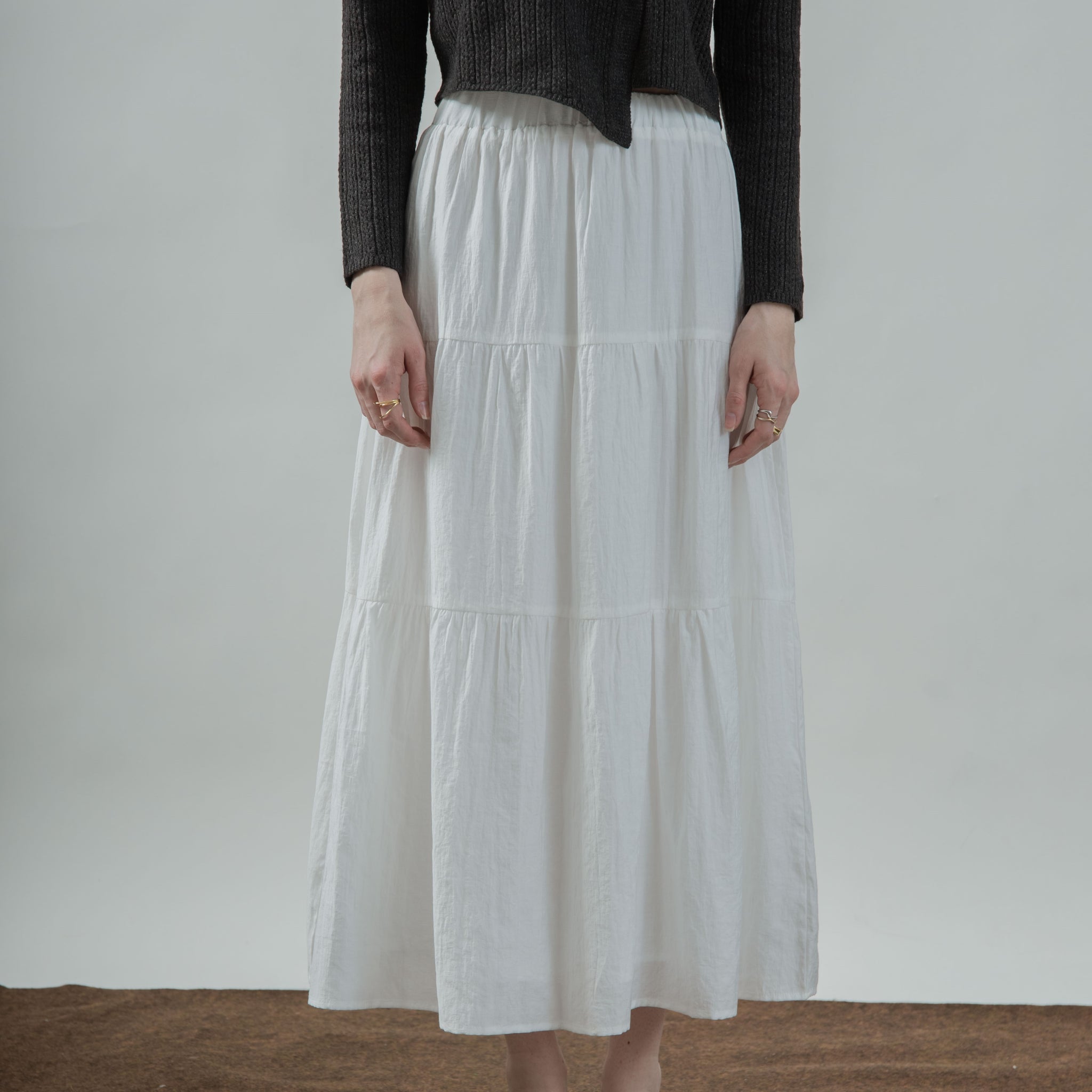 Ada Layered Maxi Skirt (White)