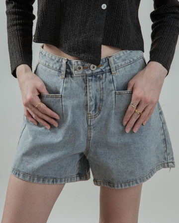 Rania High Waist Denim Shorts (Denim)