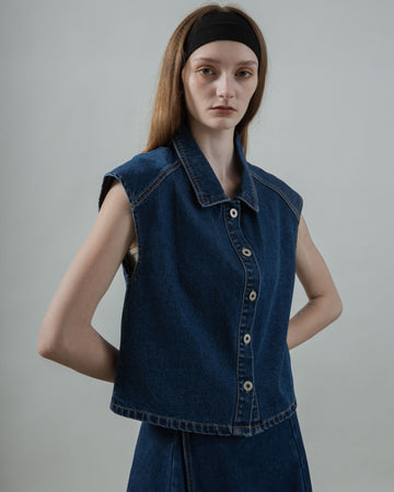 Dolman Sleeve Denim Vest (Denim)