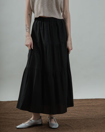 Ada Layered Maxi Skirt (Black)