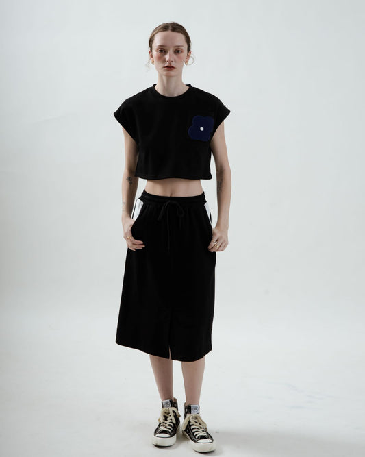 LULU Contrast Drawstring Skirt (Black)