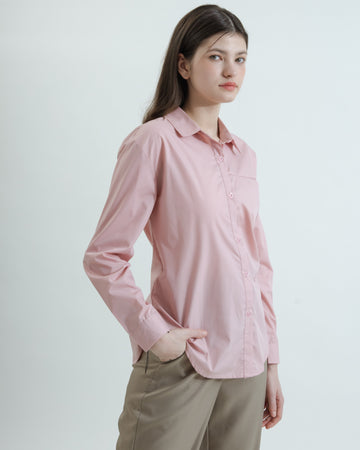 Hidden Pocket Boyfriend Shirt (Pink)