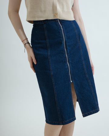 Multi-Wear Zipper Denim Skirt (Denim)