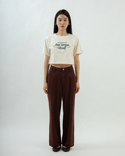 Riven Straight Denim Pants (Brown)