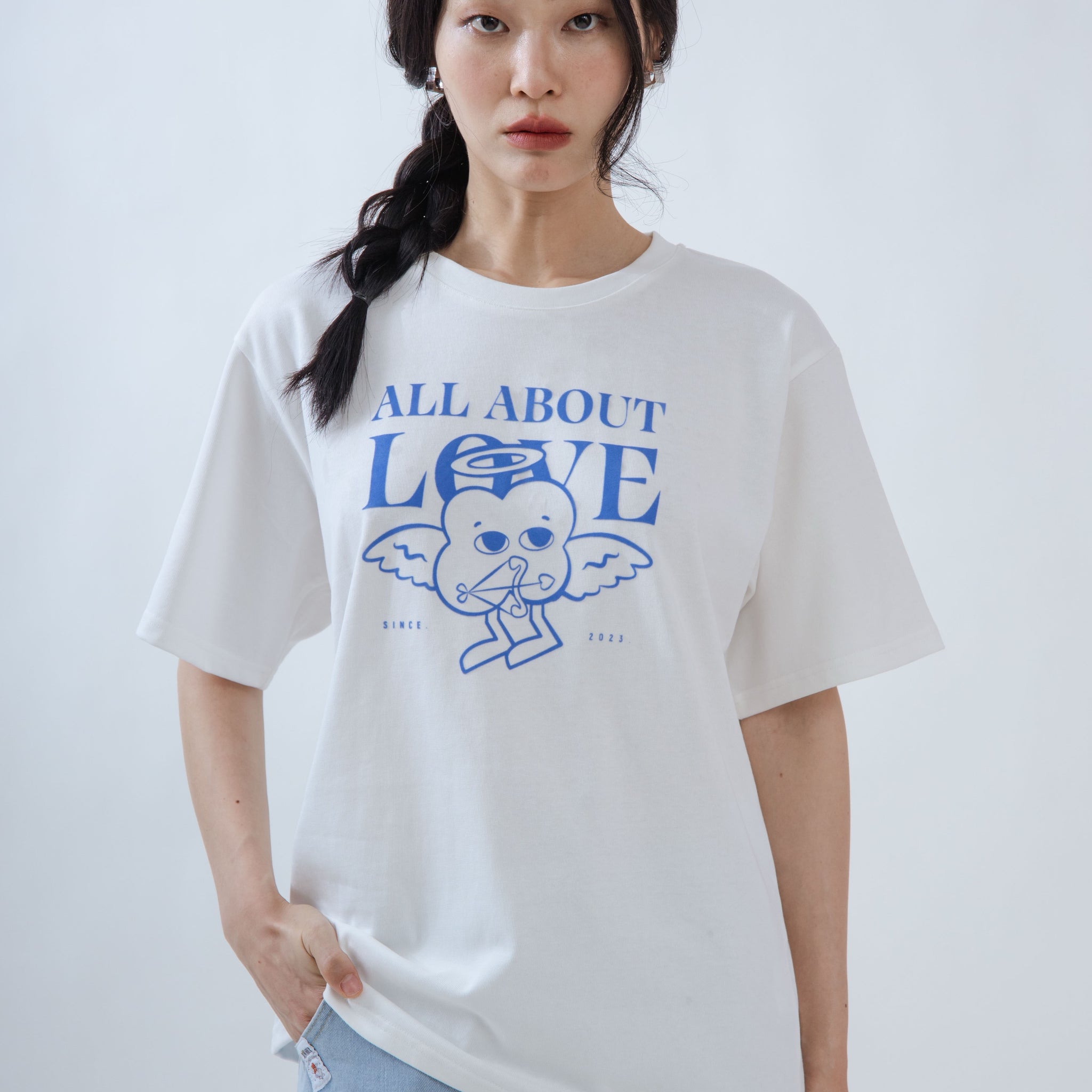 LULU All About Love Flock Print Oversize Tee (White)