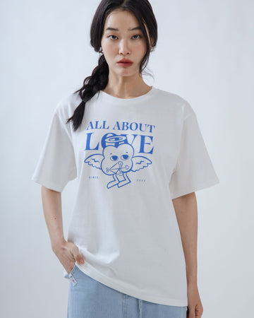 LULU All About Love Flock Print Oversize Tee (White)